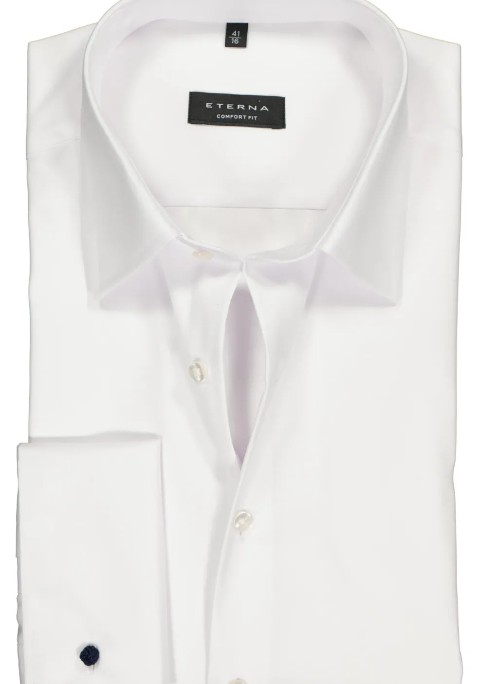 ETERNA comfort fit overhemd, dubbele manchet, niet doorschijnend twill heren overhemd, wit