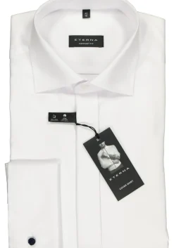 ETERNA comfort fit overhemd, dubbele manchet, niet doorschijnend twill heren overhemd, wit