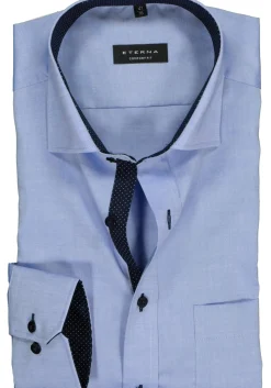 ETERNA comfort fit overhemd, fijn Oxford heren overhemd, lichtblauw (blauw gestipt contrast)