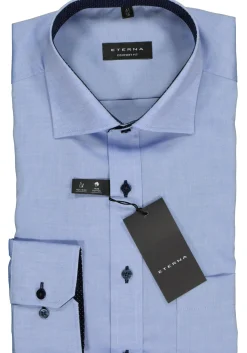 ETERNA comfort fit overhemd, fijn Oxford heren overhemd, lichtblauw (blauw gestipt contrast)