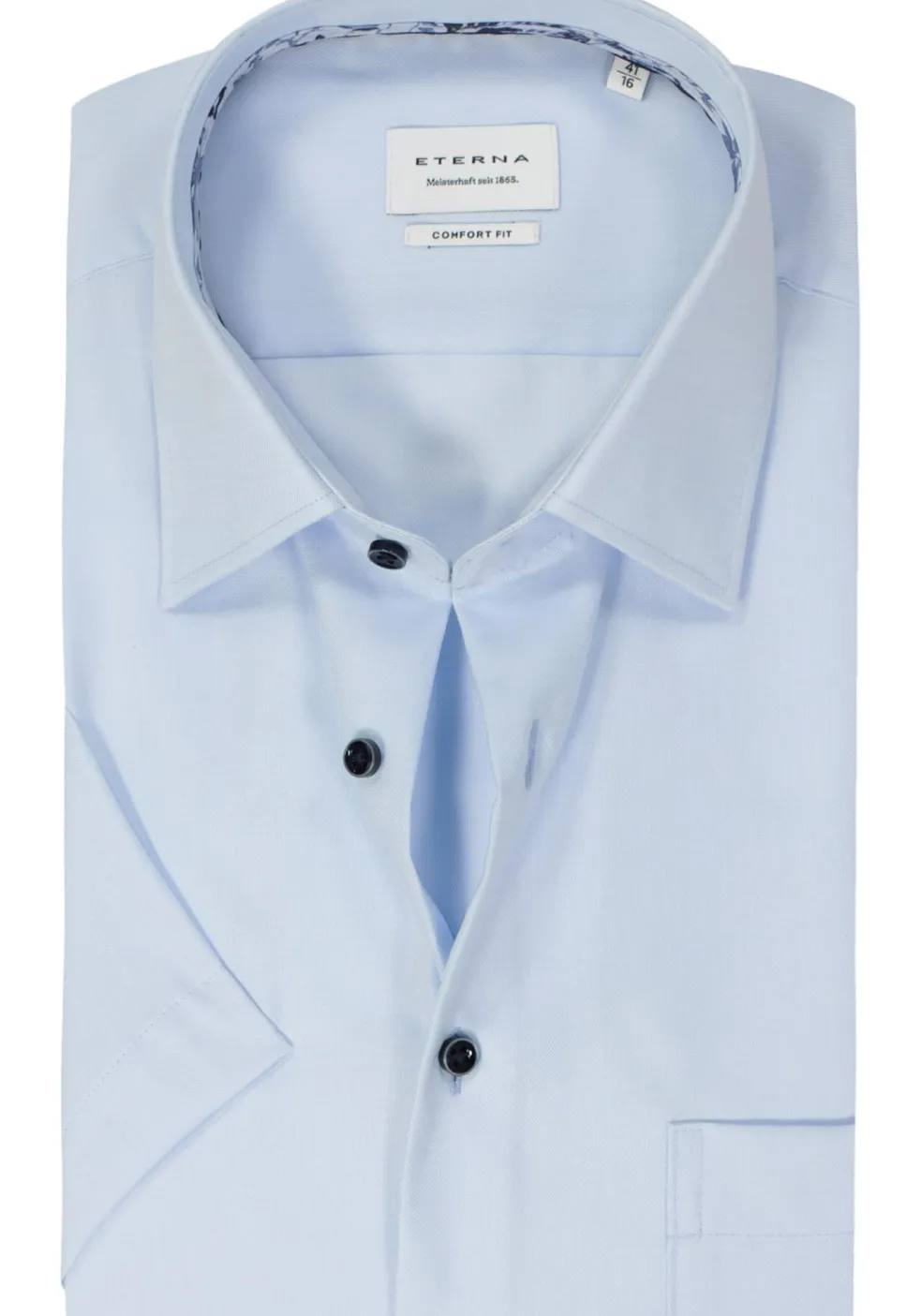 ETERNA comfort fit overhemd korte mouw, Oxford, lichtblauw