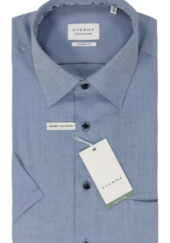 ETERNA comfort fit overhemd korte mouw, Oxford, middenblauw