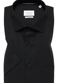 ETERNA comfort fit overhemd korte mouw, popeline, zwart
