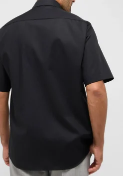 ETERNA comfort fit overhemd korte mouw, popeline, zwart