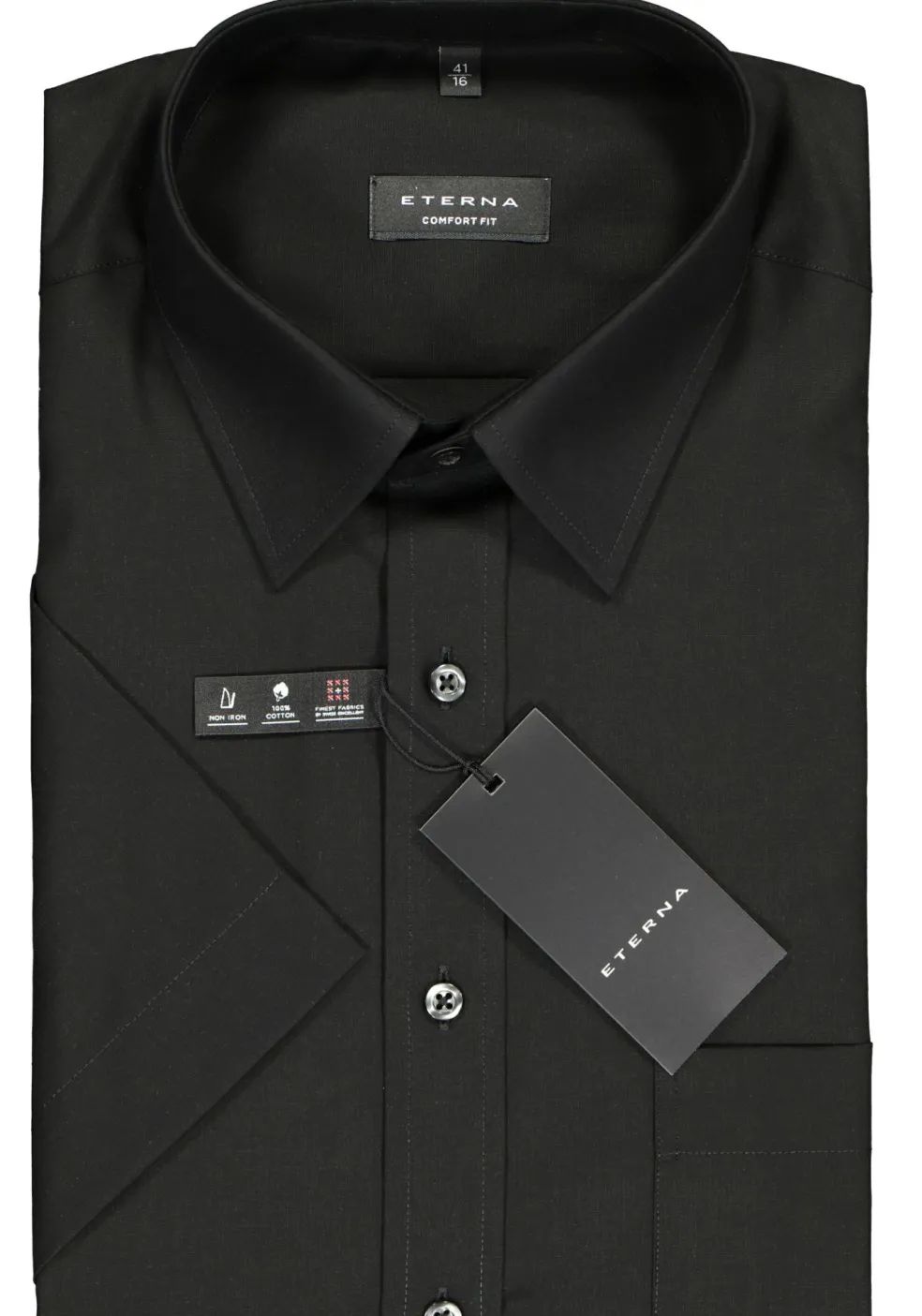 ETERNA comfort fit overhemd, korte mouw, poplin heren overhemd, zwart
