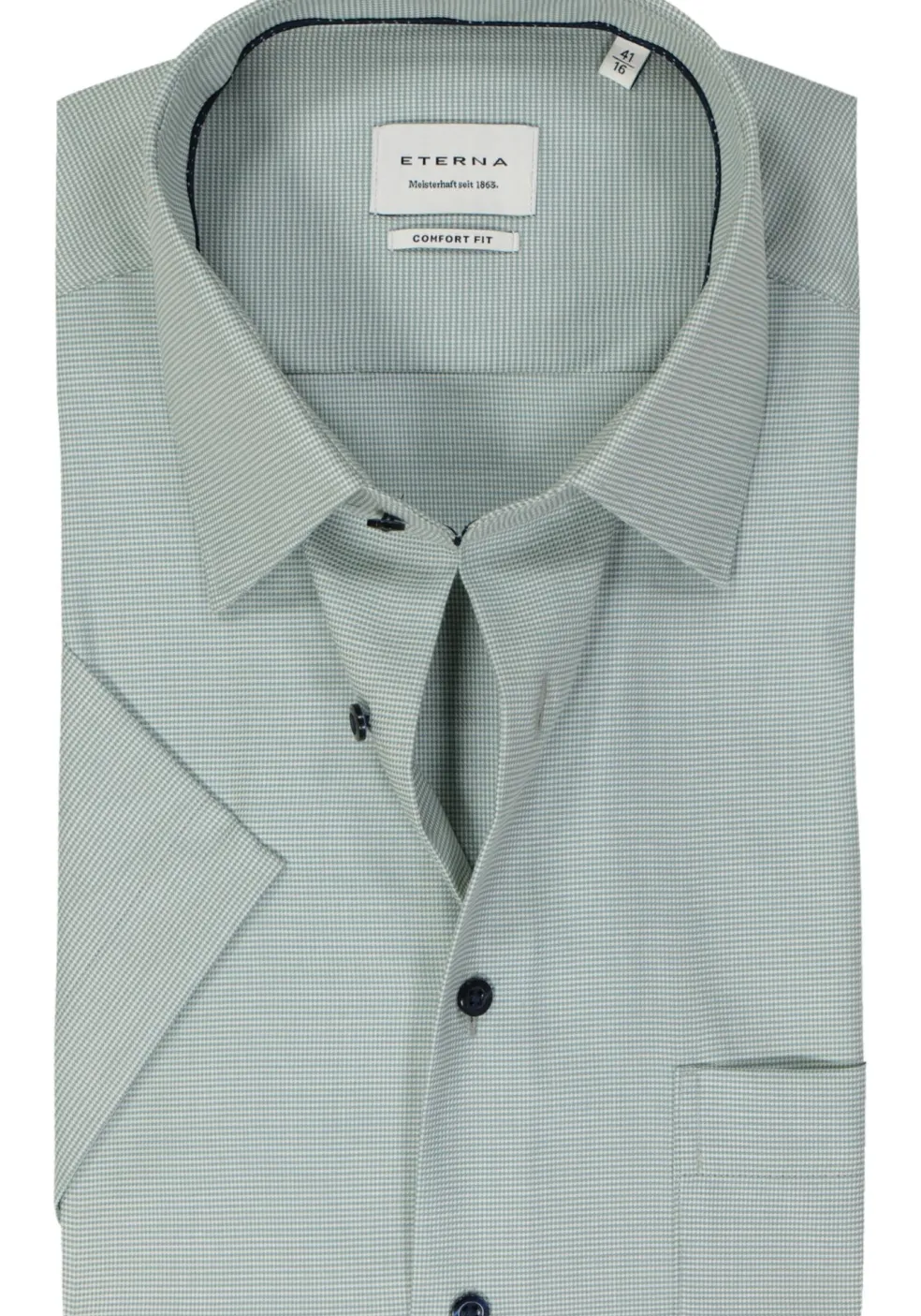 ETERNA comfort fit overhemd korte mouw, twill, groen