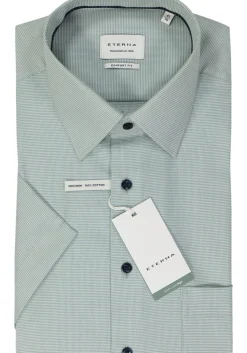 ETERNA comfort fit overhemd korte mouw, twill, groen