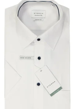 ETERNA comfort fit overhemd korte mouw, twill, wit