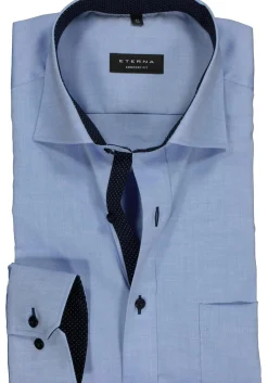 ETERNA comfort fit overhemd, mouwlengte 7, fijn Oxford heren overhemd, lichtblauw (blauw gestipt contrast)