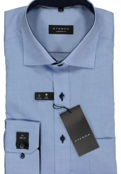 ETERNA comfort fit overhemd, mouwlengte 7, fijn Oxford heren overhemd, lichtblauw (blauw gestipt contrast)