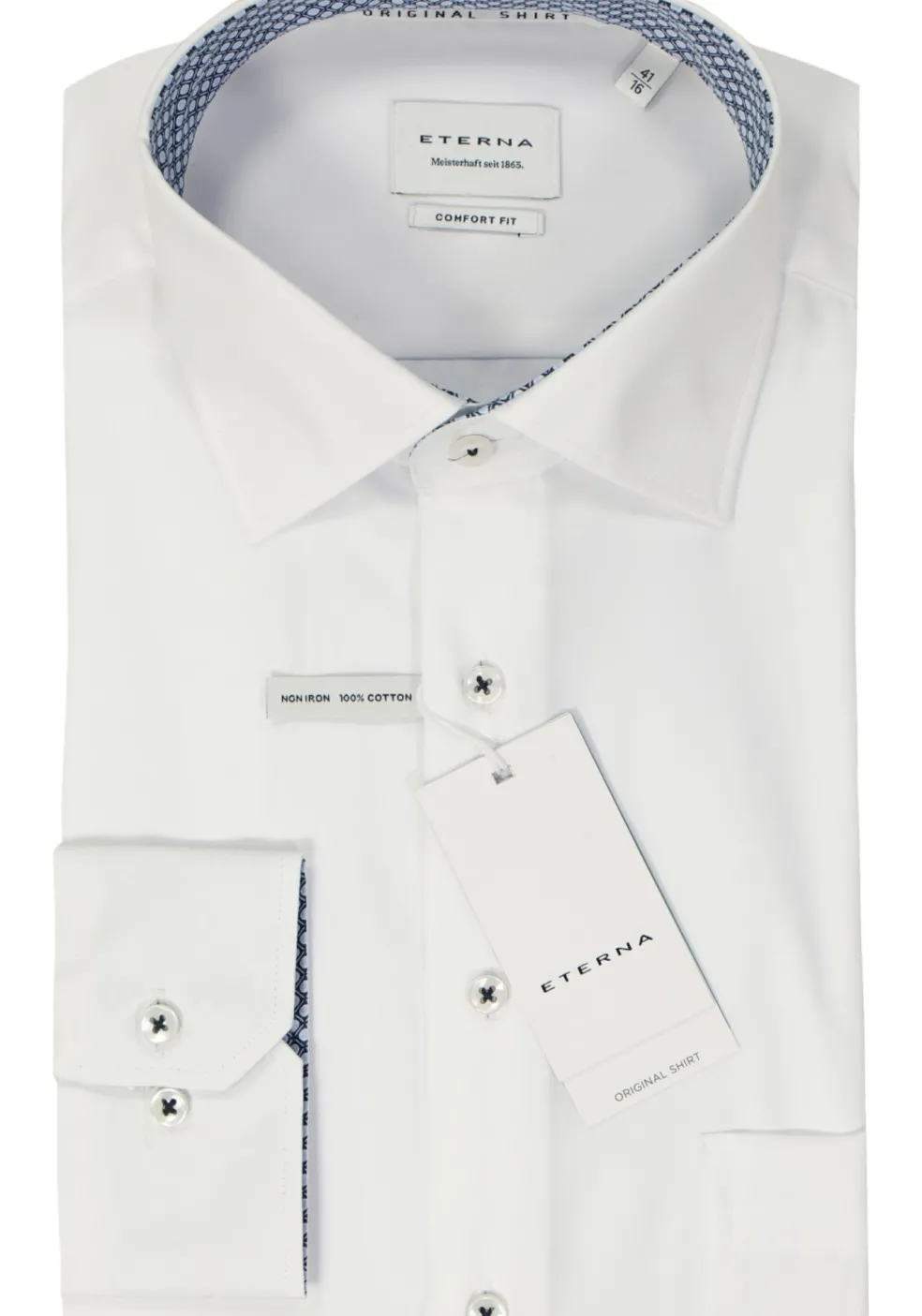 ETERNA comfort fit overhemd, popeline, wit