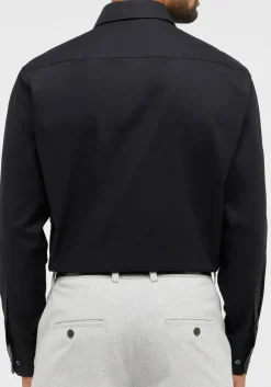 ETERNA comfort fit overhemd, popeline, zwart