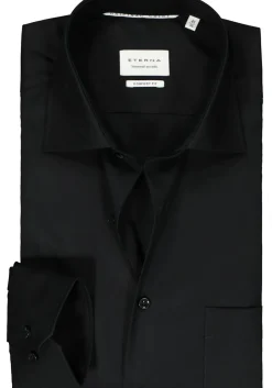 ETERNA comfort fit overhemd, popeline, zwart