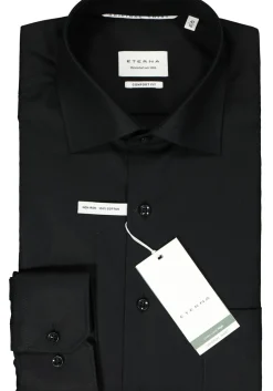 ETERNA comfort fit overhemd, popeline, zwart
