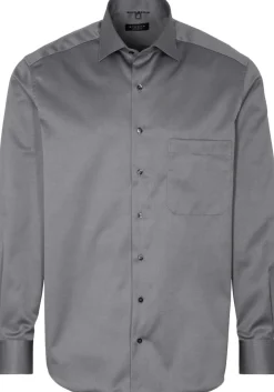 ETERNA comfort fit overhemd, twill, antraciet grijs