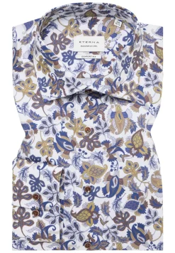 ETERNA comfort fit overhemd, twill, geel dessin