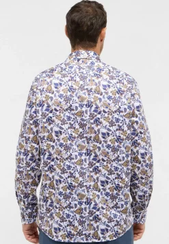 ETERNA comfort fit overhemd, twill, geel dessin