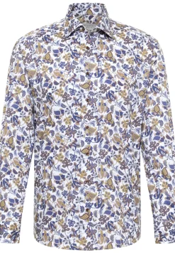 ETERNA comfort fit overhemd, twill, geel dessin