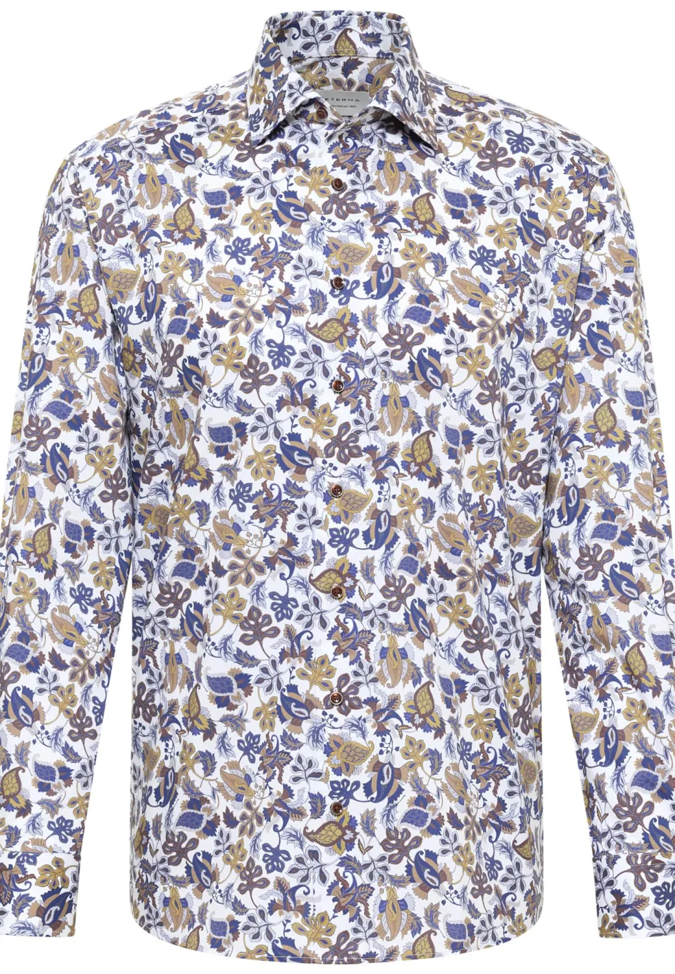 ETERNA comfort fit overhemd, twill, geel dessin