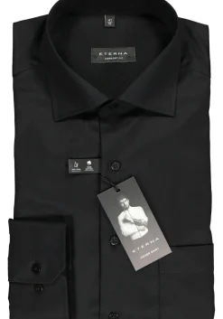 ETERNA comfort fit overhemd, twill heren overhemd, zwart