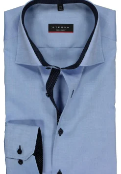 ETERNA modern fit overhemd, fijn Oxford heren overhemd, lichtblauw (blauw gestipt contrast)