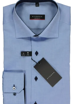 ETERNA modern fit overhemd, fijn Oxford heren overhemd, lichtblauw (blauw gestipt contrast)