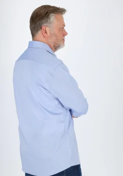 ETERNA modern fit overhemd, fijn Oxford heren overhemd, lichtblauw (blauw gestipt contrast)