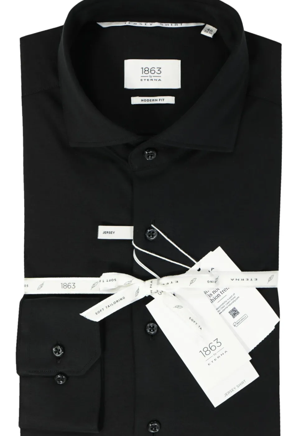 ETERNA modern fit overhemd, jersey heren overhemd, zwart