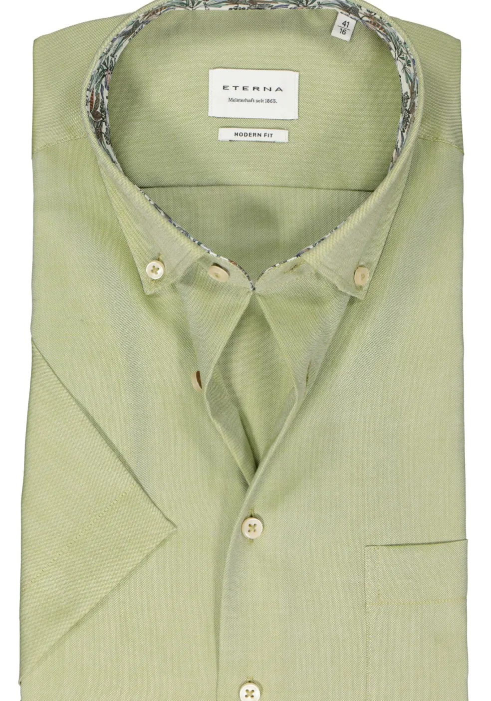 ETERNA modern fit overhemd korte mouw, Oxford, groen (contrast)