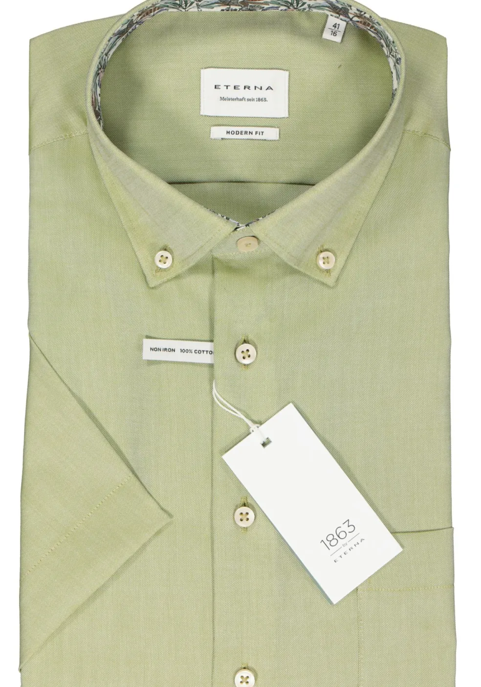 ETERNA modern fit overhemd korte mouw, Oxford, groen (contrast)
