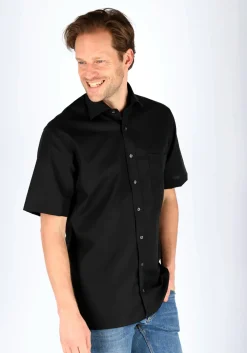 ETERNA modern fit overhemd, korte mouw, poplin heren overhemd, zwart