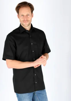 ETERNA modern fit overhemd, korte mouw, poplin heren overhemd, zwart