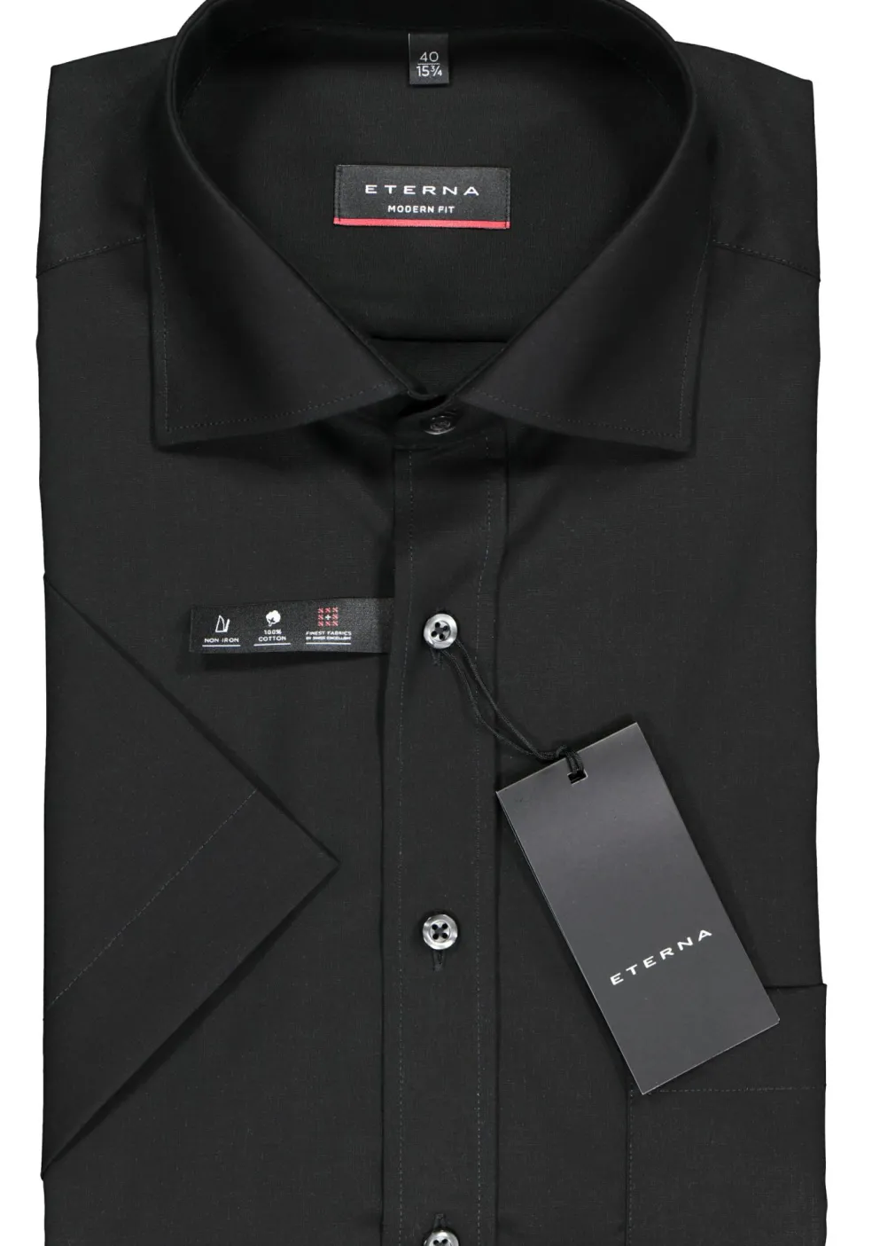 ETERNA modern fit overhemd, korte mouw, poplin heren overhemd, zwart