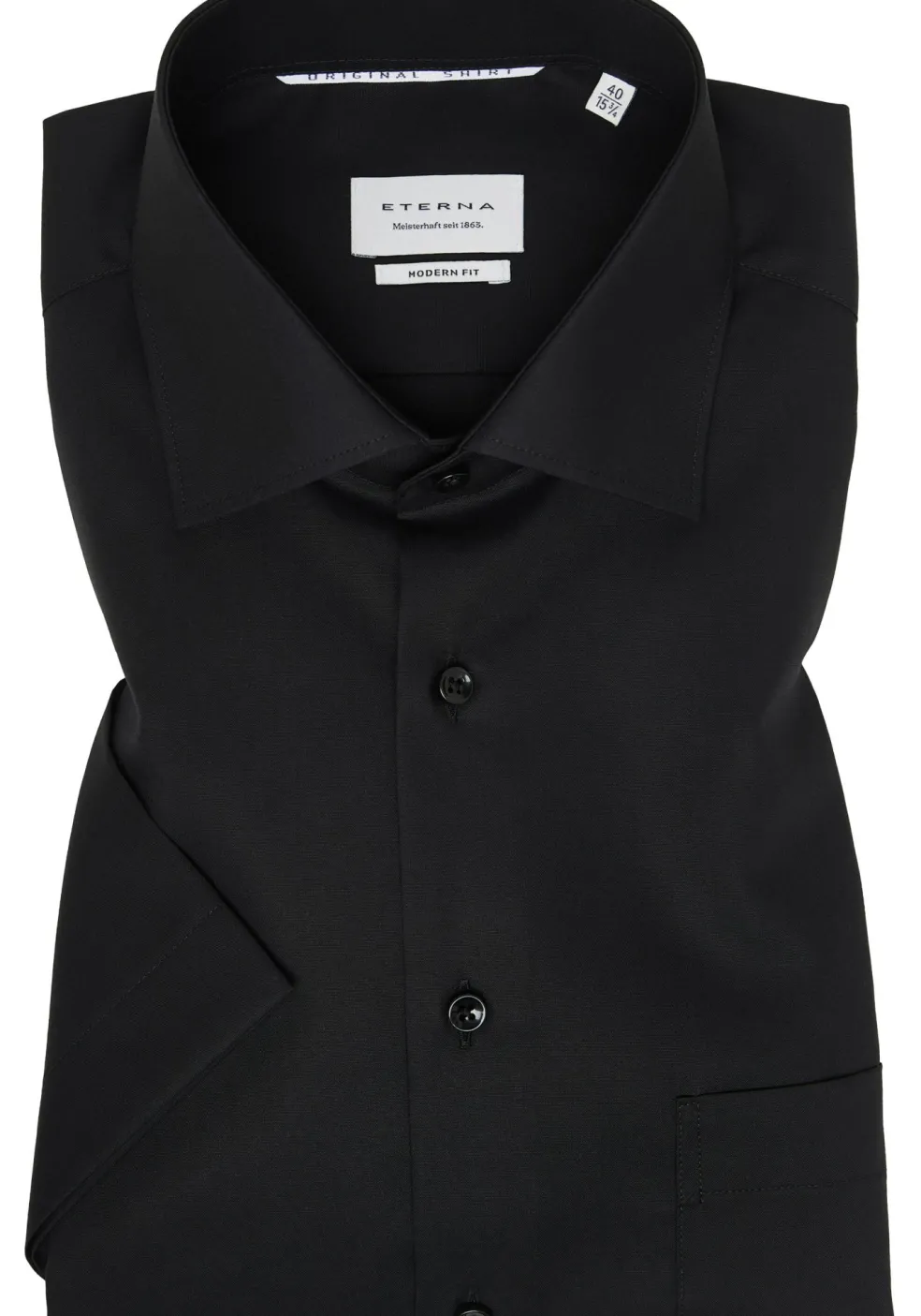 ETERNA modern fit overhemd korte mouw, popeline, zwart