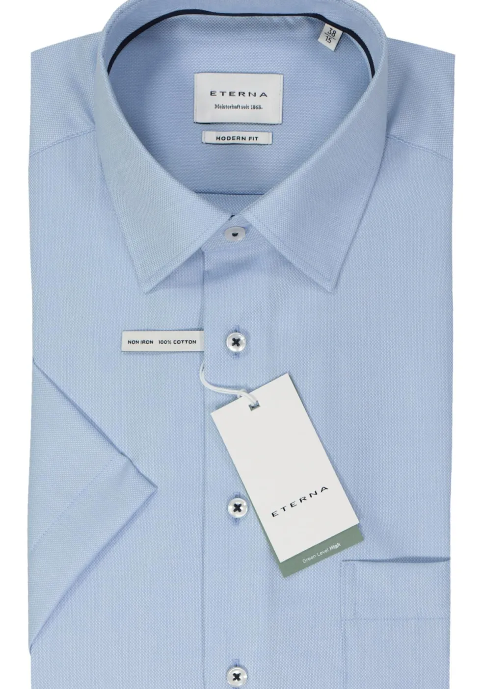 ETERNA modern fit overhemd korte mouw, natte, lichtblauw