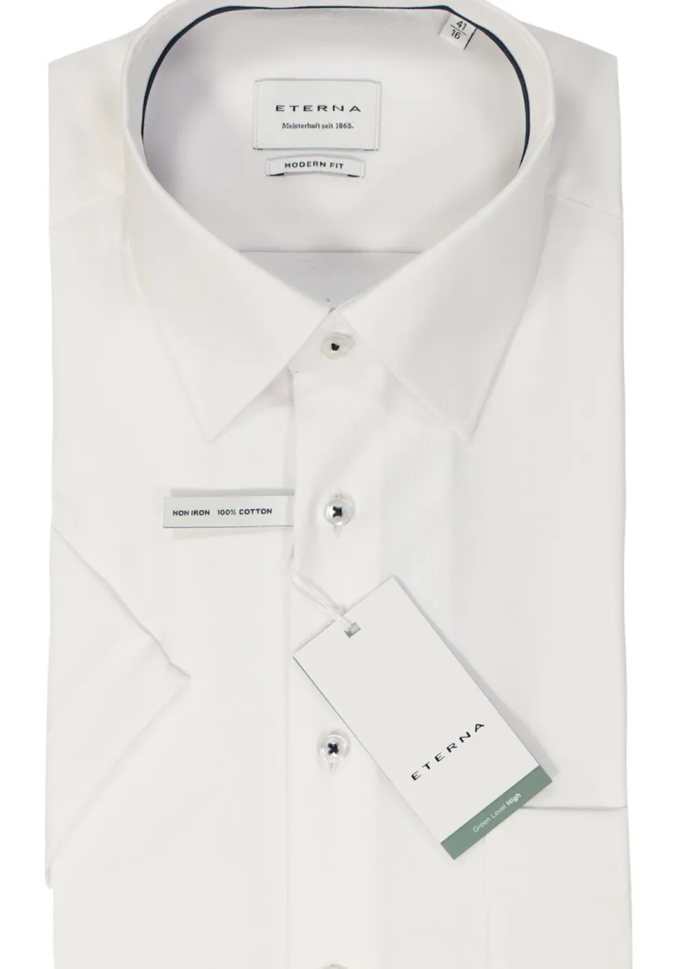 ETERNA modern fit overhemd korte mouw, natte, wit