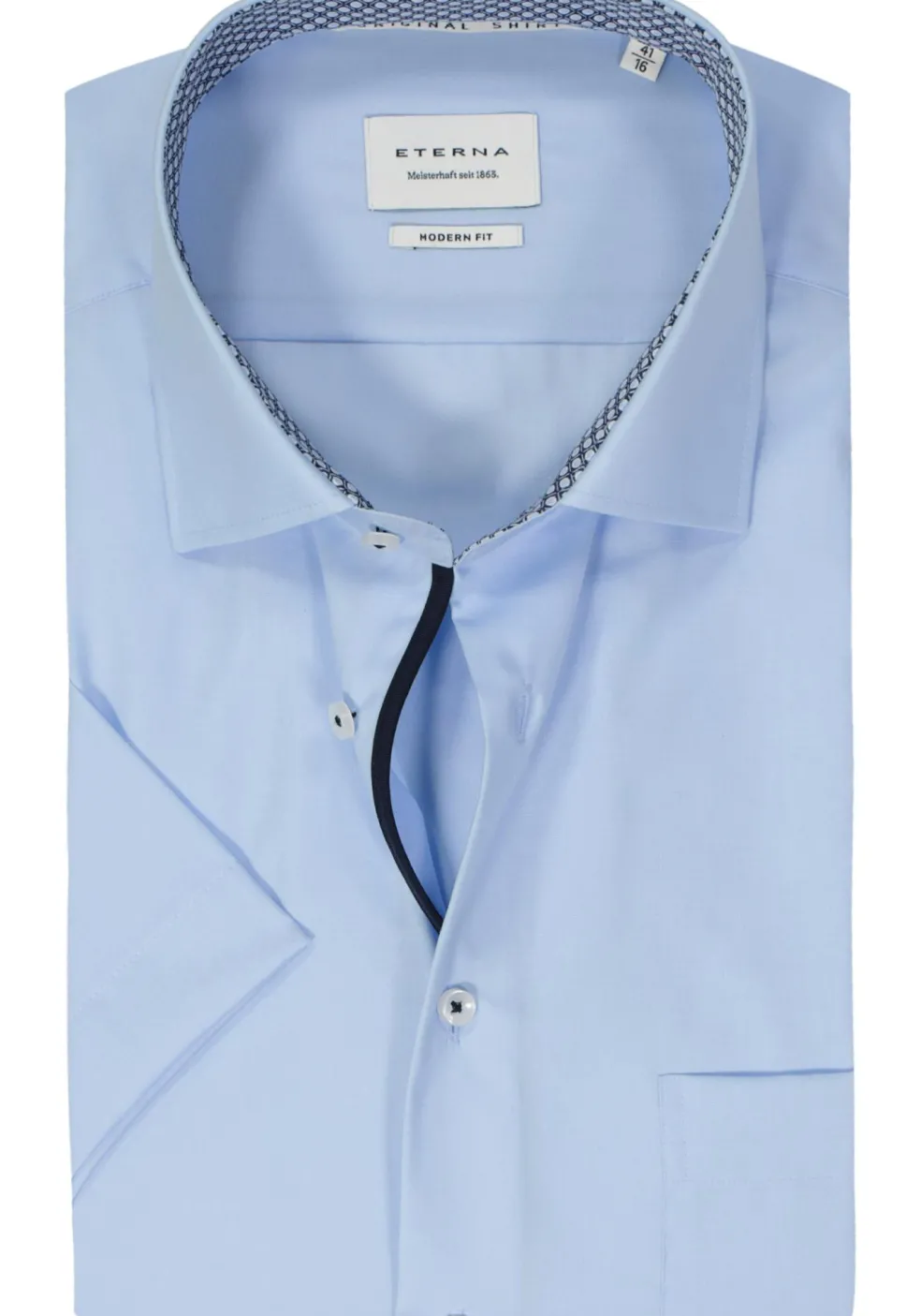 ETERNA modern fit overhemd korte mouw, popeline, lichtblauw