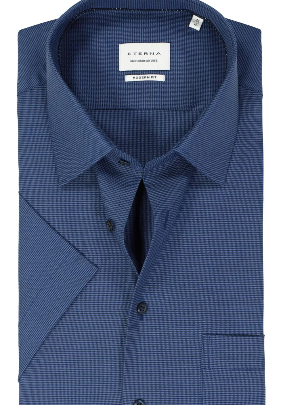 ETERNA modern fit overhemd korte mouw, twill, donkerblauw