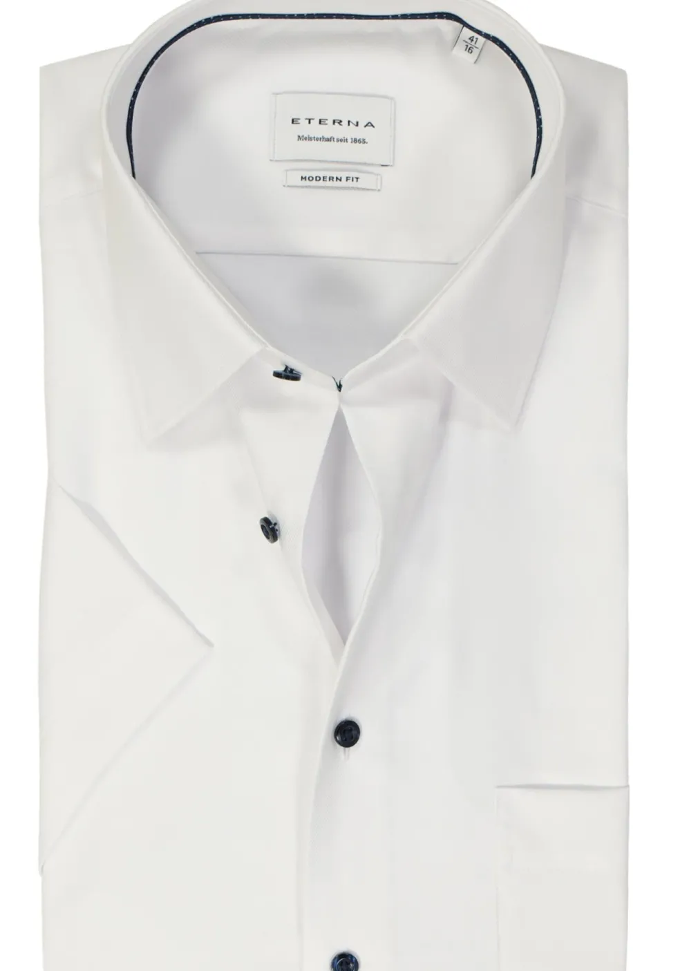 ETERNA modern fit overhemd korte mouw, twill, wit