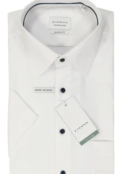 ETERNA modern fit overhemd korte mouw, twill, wit