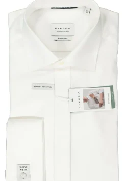 ETERNA modern fit overhemd mouwlengte 7, twill met dubbele manchet, ecru