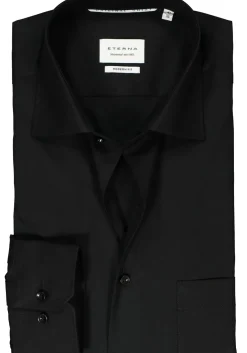 ETERNA modern fit overhemd mouwlengte 7, popeline, zwart