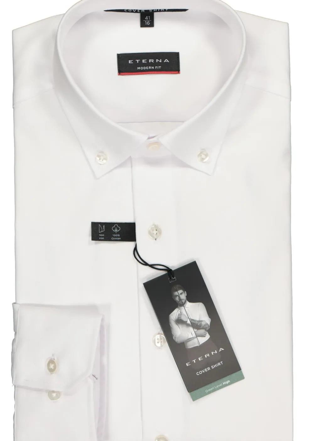 ETERNA modern fit overhemd, niet doorschijnend twill heren overhemd, wit