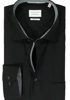 ETERNA modern fit overhemd, popeline, zwart