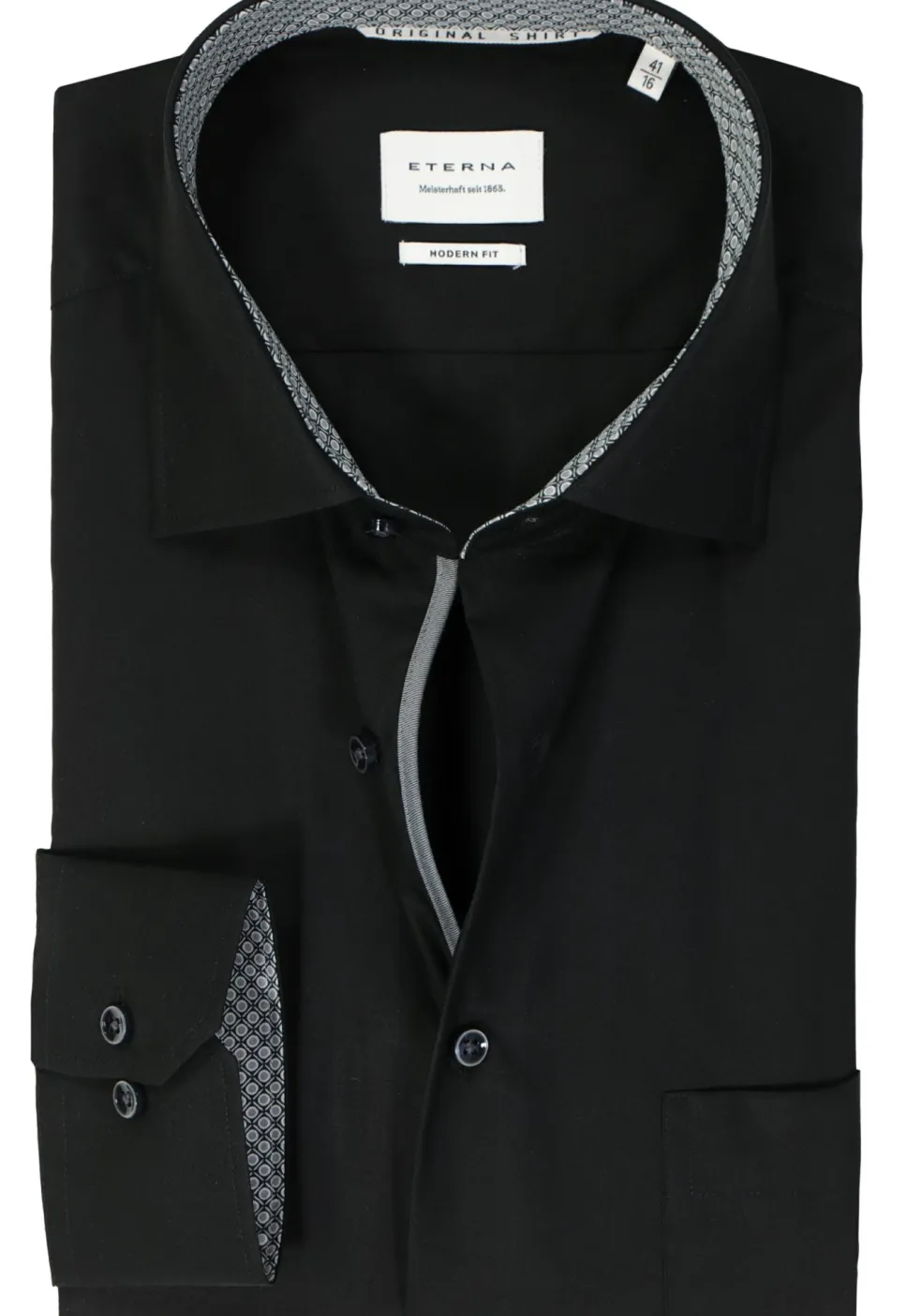 ETERNA modern fit overhemd, popeline, zwart