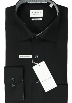 ETERNA modern fit overhemd, popeline, zwart