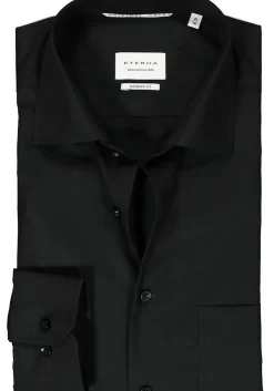 ETERNA modern fit overhemd, popeline, zwart