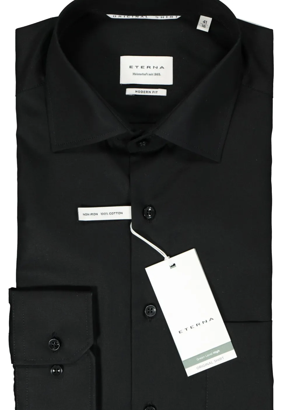 ETERNA modern fit overhemd, popeline, zwart