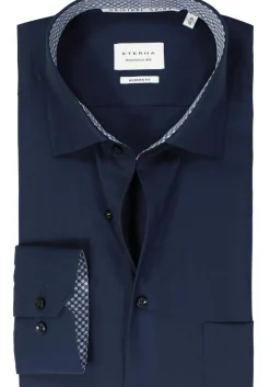 ETERNA modern fit overhemd, popeline, donkerblauw