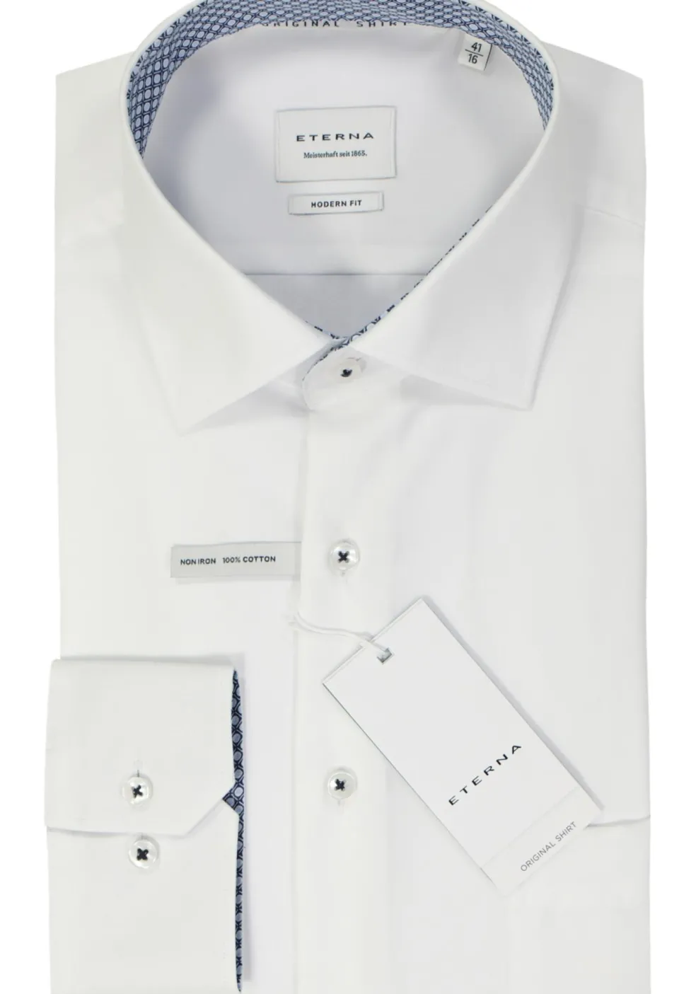 ETERNA modern fit overhemd, popeline, wit